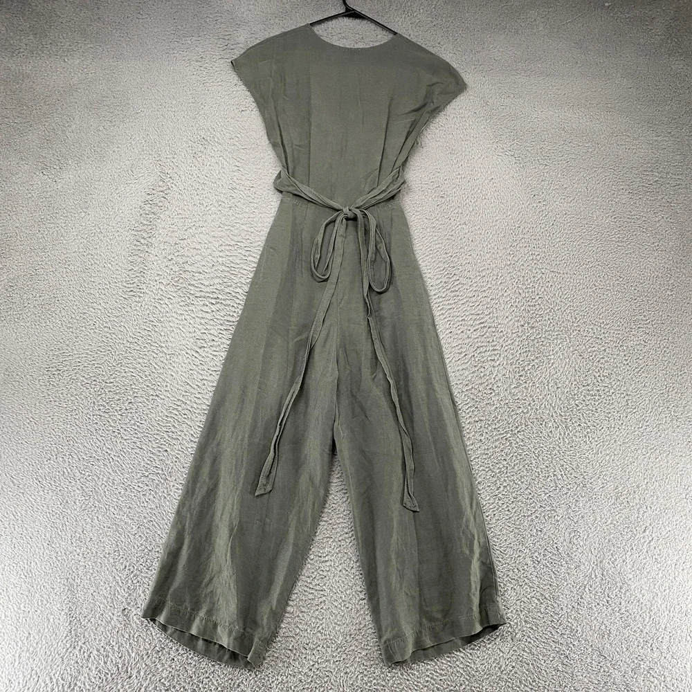 Wilfred Jumpsuit Womens 0 Aritzia Brax V Neck‎ Wide Leg Cutout Linen Ankle